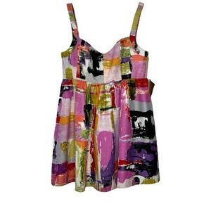 Ali‎ Ro Womens Mini Dress Size 12 Multicolor Abstract Print Silk NWT Cocktail